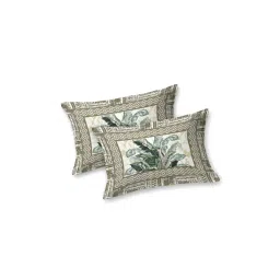 bedsheet dotcom Green Traditional 180 TC Cotton Printed Bedsheet With Two Pillow Covers For Queen Bed (Leaf Printed ,Green ,153 GSM) image 2