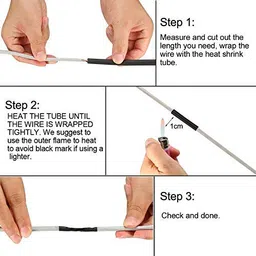 ART IFACT 50 Meters Heat Shrink Tubes: 5 Meter each 1mm, 1.5mm, 2mm, 3mm, 4mm, 4.5mm, 5mm, 6mm, 8mm and 10mm Polyolefin 2:1 Sleeve for Wrap - Black (50 meters Black) image 4