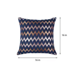 cazimo Blue Zig Zag Polyester 16 x 16 Inches Cushion Covers (Set of 5) image 3