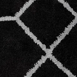 saral home Black Geometric Microfibre 5 ft x 7 ft Machine Made Carpet image 4