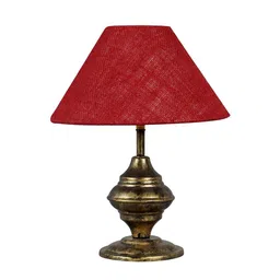 Brown Natural Fiber Shade Table Lamp With Antique Base By Foziq image 4