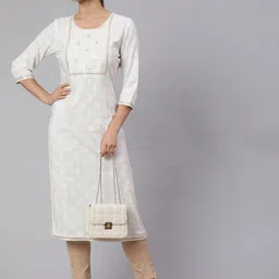 STYLE ANGEL Ethnic Motifs Printed Three-Quarter Sleeves Round Neck Mirror Work Kurta-picture-12