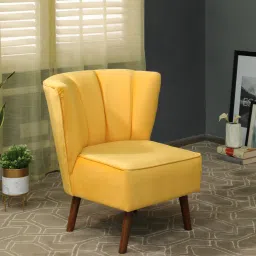 casacraft from pepperfry Sergio Velvet Lounge Chair In Yellow Colour image 1