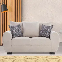 casacraft from pepperfry Florence Fabric 2 Seater Sofa in Beige Colour-picture-24