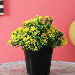 foliyaj Plastic Yellow Leaves With Cluster Shaped Pot Artificial Plants-picture-17