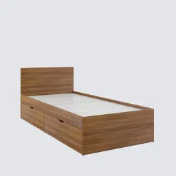 a globia creations Lucas Single Size Bed In Choco Walnut Finish with Left Side Drawer Storage image 3