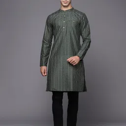 indo era Men Printed Cotton Blend Straight Kurta-picture-20