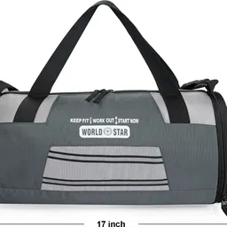 worldstar 35 L Gym Duffel Bag - Gym Bag , Sports Bag / Kit Bag Duffle Bag Sports Duffel with Shoe Compartment - Grey image 3