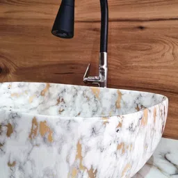 mahisre Over Counter Top Wash Basin For Living Room | Washbasin Countertop Tabletop Ceramic Bathroom Kitchen Sink (45 x 33 x 13 cm) SKT1001 Table Top Basin image 4