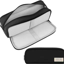 egab Student Blue Series Plain Art Polyester Pencil Box image 1