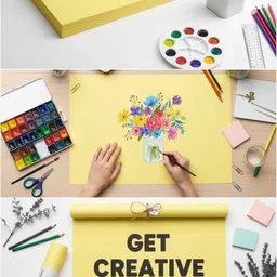 first click Chart Paper Yellow Color, 70x55cm, 180 GSM Pack of 5 for Art and Craft Project Unruled 70x55 cm 180 gsm Coloured Paper image 3