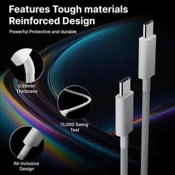 Orionis USB Type C Cable 3 A 1 m Additional shielding (UTP) 60W USB-C Charge Cable (1m) Woven Design for Fast Charging & Data Transfer (USB-C to USB-C) image 4