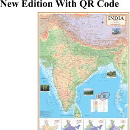 editone enterprises India Physical Map 28x40 Inch (70x100 cm) – Premium 90 GSM Thick Paper | Extra Quality Print | Latest QR Code Edition | Ideal for SSC, UPSC & Competitive Exam Preparation | Durable & Detailed Wall Map Paper Print Paper Print Paper Print image 1
