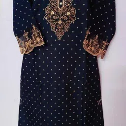 r v creation Women Embroidered, Printed Cotton Rayon A-line Kurta image 5