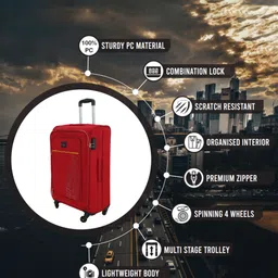 wrogn Medium Check-in Suitcase (65 cm) 8 Wheels - Popzy - Red image 3
