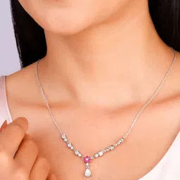 giva Sterling Silver Regal Blossom Necklace for Women and Girls Zircon Rhodium Plated Sterling Silver Necklace image 3