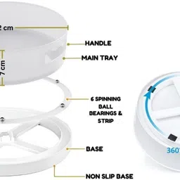 marmoris ecom Plastic 360° Rotating Kitchen Organizer Plastic Tray Storage Basket image 5