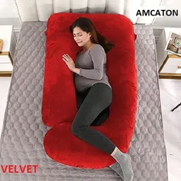 amcaton ultra soft j shaped pillow Microfibre, Polyester Fibre Solid Pregnancy Pillow Pack of 1 image 2