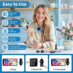 atsk hub F11-2 3-in-1 Wireless Mic for YouTube,iPhone & Android LED Display, Noise Cancel Microphone image 5