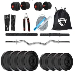 bullar 10 kg Home Gym PVC Dumbbells with 3ft EZ DM Rod, Gripper, Gloves, Ropes & Bag Home Gym Combo-picture-47