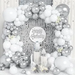Solid White Silver Balloons Garland Kit Of 51 Pcs Balloon-image-87