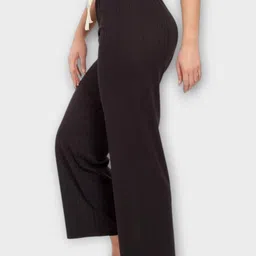 empracee Women Comfort Fit Black Cotton Blend Trousers-picture-29