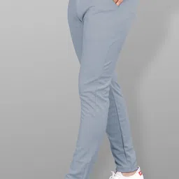 combraided Men Slim Fit Silver Lycra Blend Trousers image 2