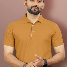 vebnor Men Solid Polo Neck Polyester Yellow T-Shirt-picture-38