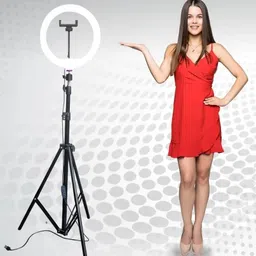 NUVIO 10" LED Selfie Ring Light with Tripod Stand & Mobile Holder for Makeup Tripod Kit-image-49