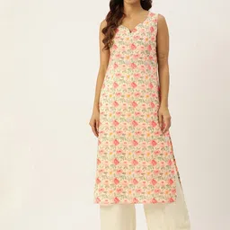 feranoid retail Women Floral Print Pure Cotton Straight Kurta-picture-14