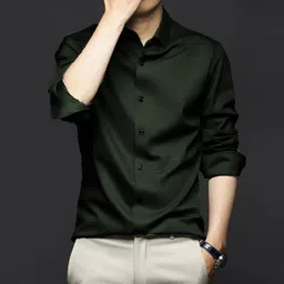 solstice Men Regular Fit Solid Cut Away Collar Party Shirt-picture-21