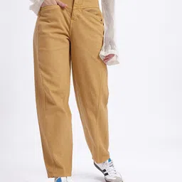 glitchez Women High Rise Yellow Jeans-picture-10