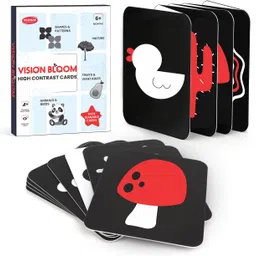 aditi toys Vision Bloom Red Black & White Flash Cards & Flip Book for Babies 6+ Months image 1
