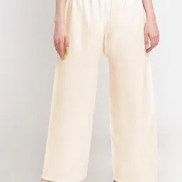 zavera Women Flared Cream Viscose Rayon Trousers-picture-33
