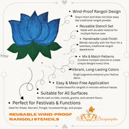 discopumpkin Neelkamal Lotus Rangoli Stencil set of 12 Rangoli Stencil image 4