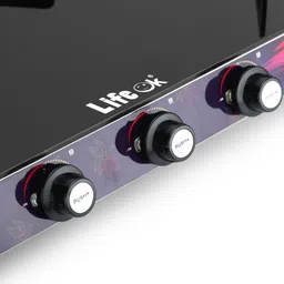 life ok LifeOK 3 Burner Gas Stove Toughened Glass Top Glass Manual Gas Stove image 3