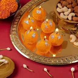Laddoo Shape Scented Candle 4pcs set Candle-image-1
