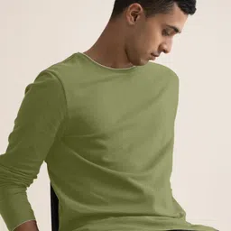 metronaut Self Design Men Round Neck Polycotton Light Green T-Shirt image 3