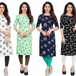 ketaki fashion Pack of 4 Women Printed Crepe Straight Kurta-picture-16