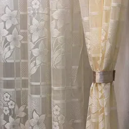 home sazawat 213 cm (7 ft) Door Tissue Semi Transparent Curtain (Pack Of 2) image 1