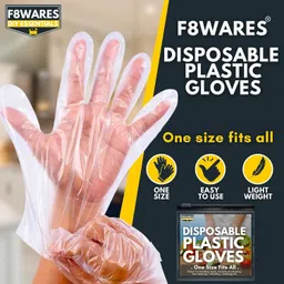 f8wares Hand Gloves / Poly Transparent Plastic Gloves / Plastic Hand Gloves Wet and Dry Disposable Glove Set image 2