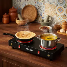 wellberg Space Saving Dual Burner Electric Hot Plate 2000W - Compact Stove for Apartments Electric Cooking Heater-picture-13