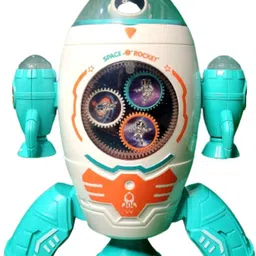 kids mandi Space Rocket Musical Toy with Moving Gears 360 Degree Rotation Dancing Robot-picture-18