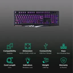 madcatz MAD CATZ The Authentic S.T.R.I.K.E. 2 Wired Gaming Keyboard with Backlit Keys (Anti Ghosting Keys, Black) image 2