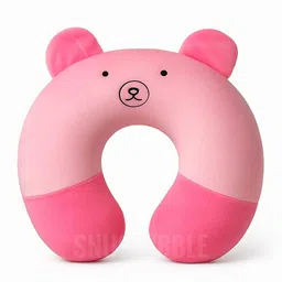 snugnibble Microfibre Travel Pillow Pack of 1 Animals BEAR PINK NECK PILLOW CUTE EARS-picture-47