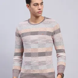 monte carlo Men Striped Round Neck Multicolor Sweater-picture-17