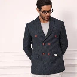 mr bowerbird Men Self Design Double Breasted Formal Blazer-picture-13