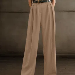leriya fashion Women Regular Fit Khaki Cotton Blend Trousers image 3
