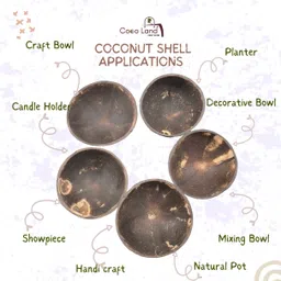 coco land Wooden Candy Bowl Coconut Shell Matte Polished Bowl (MEDIUM SIZE Pack of 5)(8-10 CM Dia) 150 ml Disposable image 5