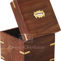 decorize Wooden Money Bank and Jewlery box, Best size Piggy Bank for Kids and Adults Coin Bank image 3